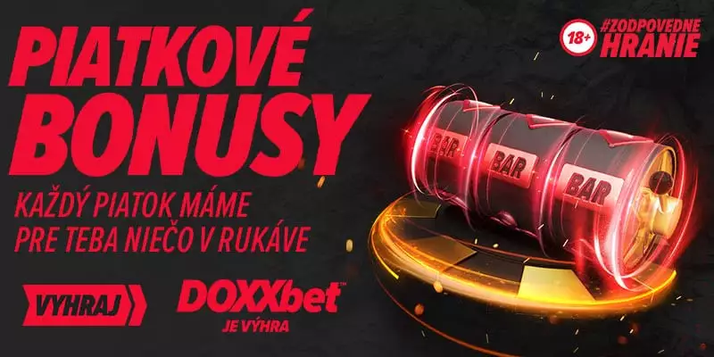 Piatkový bonus v DOXXbet a 50 točení na automaty.