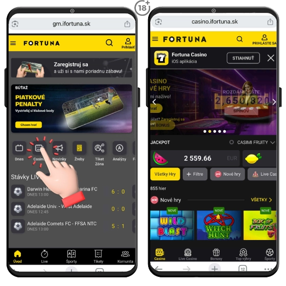 Fortuna online kasíno v dostupné v mobile