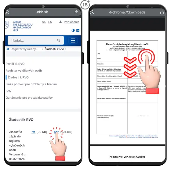 Aby ste boli evidovaní v zozname Registra vylúčených osôb a mali zákaz do herne či online casina, je potrebné vyplniť a odoslať žiadosť o zápis na adresu Úradu pre reguláciu hazardných hier.