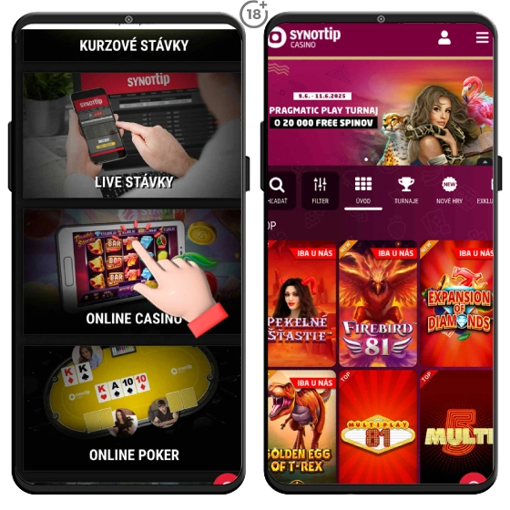 Synottip online casino dostupné v mobile.