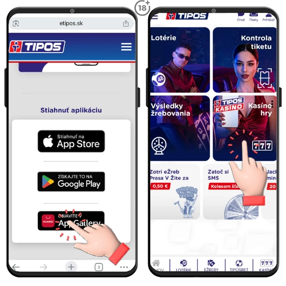 Tipos mobilná aplikácia pre Huawei.