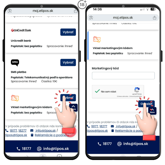 Tipos marketingový kód získate v súťažiach a obdržíte zaň peniaze zadarmo.