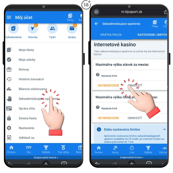 Nastavte si Tipsport herné limity a majte hranie pod kontrolou.