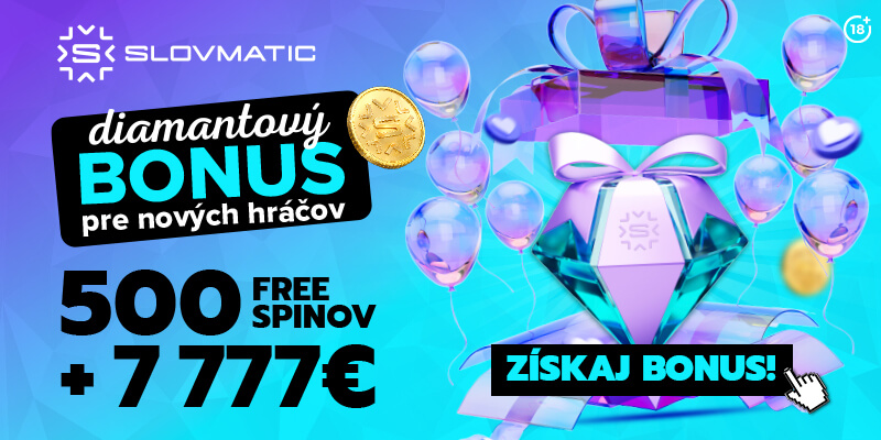 Slovmatic bonus 500 free spinov a 100% až do 7 777 EUR.