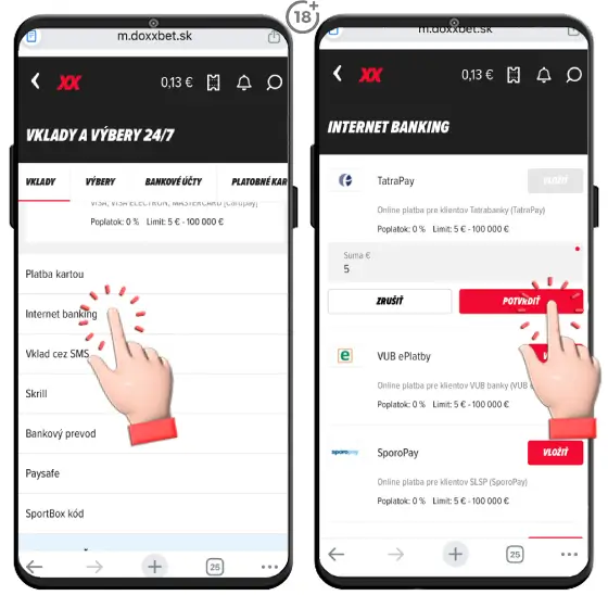 DOXXbet vklad internet banking