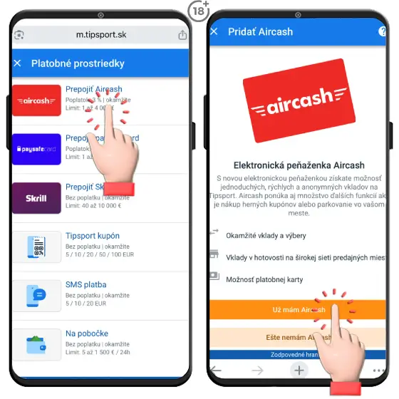 Tipsport Aircash vklad