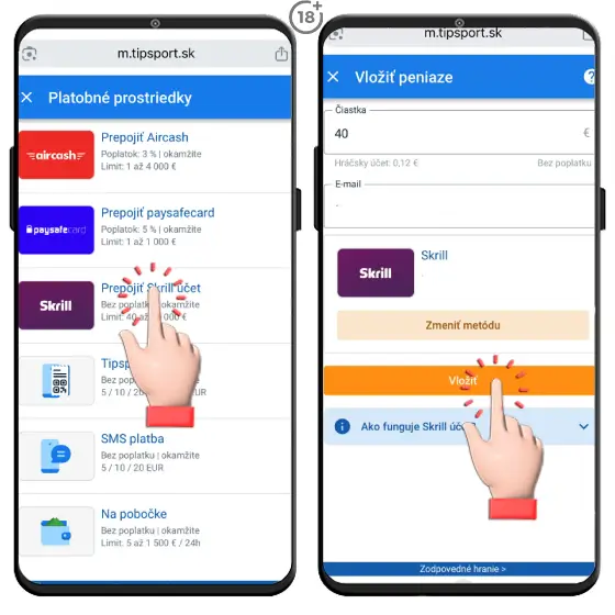 Tipsport Skrill vklad