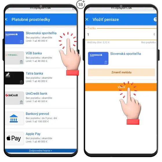 Tipsport vklad cez internet banking