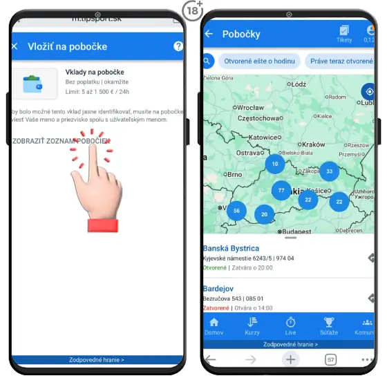 Tipsport vklad na pobočke