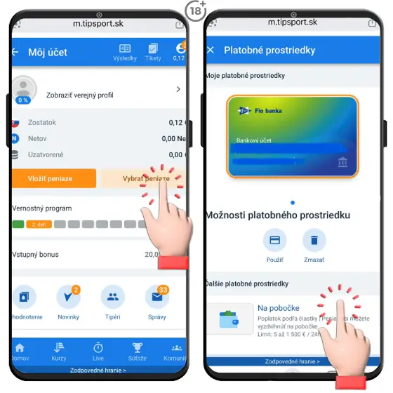 Tipsport výber na pobočke