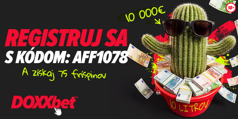 V DOXXbet online casine môžete teraz získať za registráciu 75 free spinov, ak použijete promo kód AFF1078.