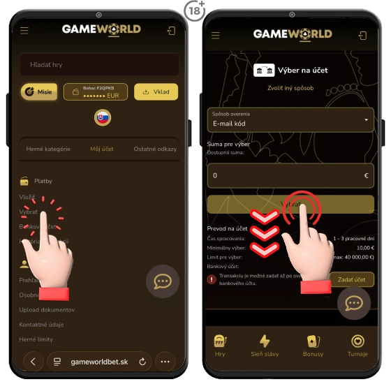 Ako si vybrať výhru z GameWorldbet casina
