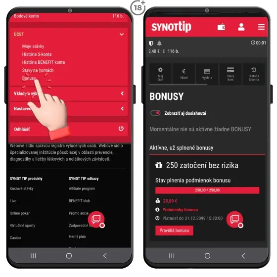 Synottip získané free spiny